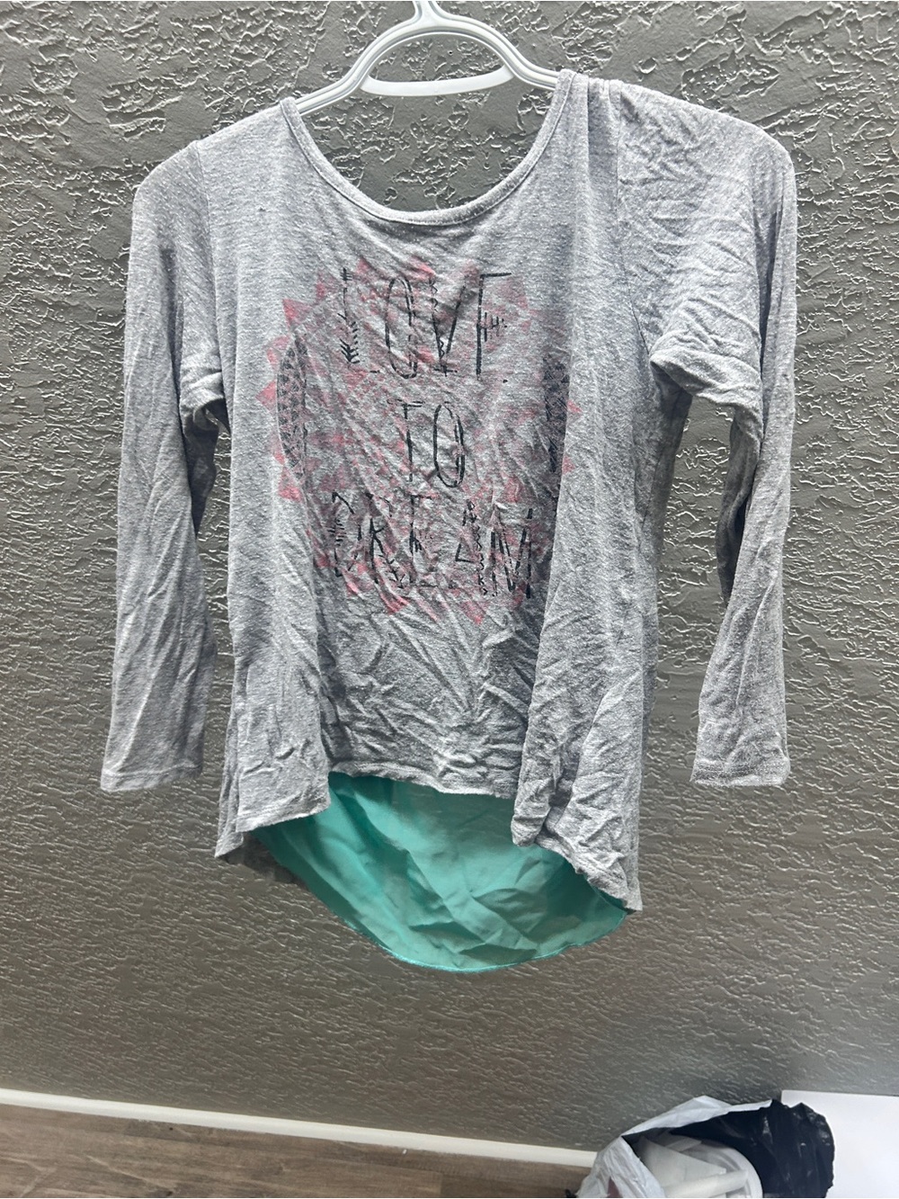 Girls' Grey Long-Sleeve High-Low Top
